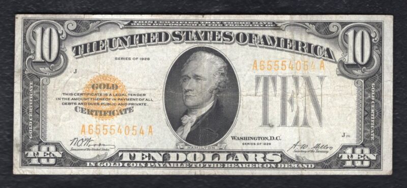Fr. 2400 1928 $10 Ten Dollars Gold Certificate Currency Note Very Fine (M)