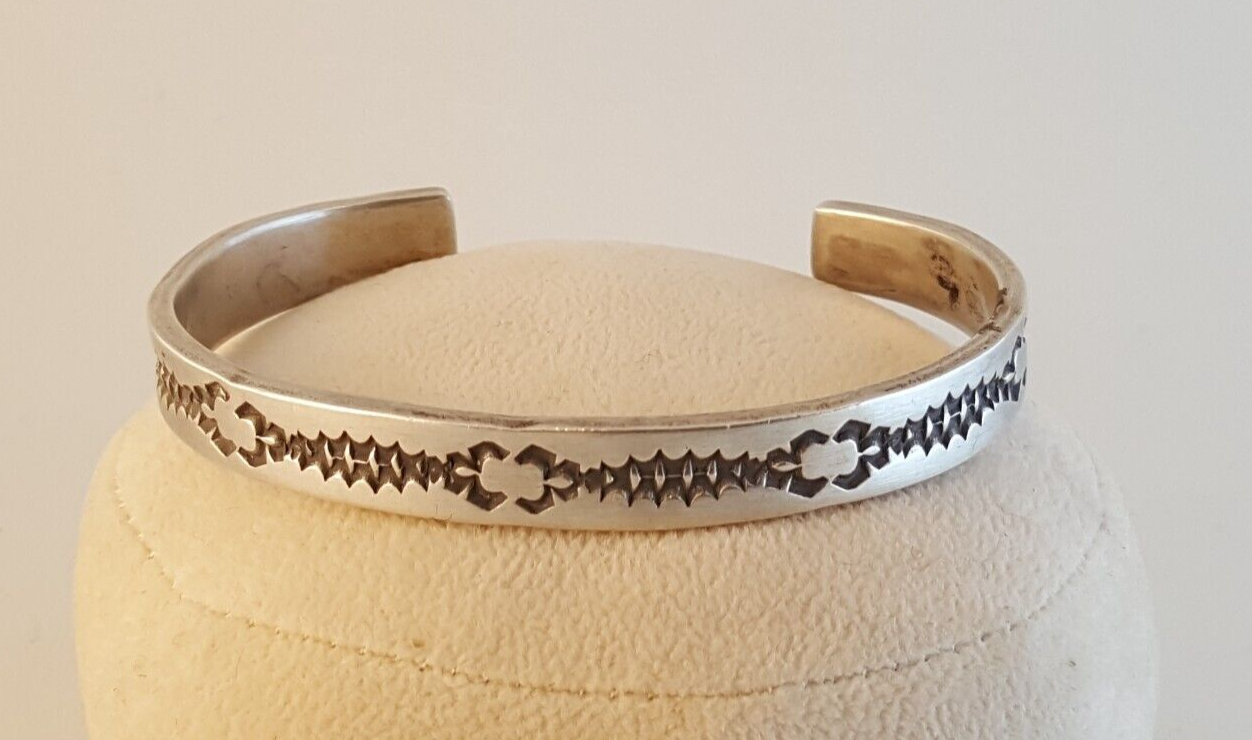 Nora Tahe Bill sterling silver cuff bracelet Navajo artisan