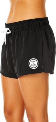 Large NWT Life Is Good Women's Coin Black Board Shorts