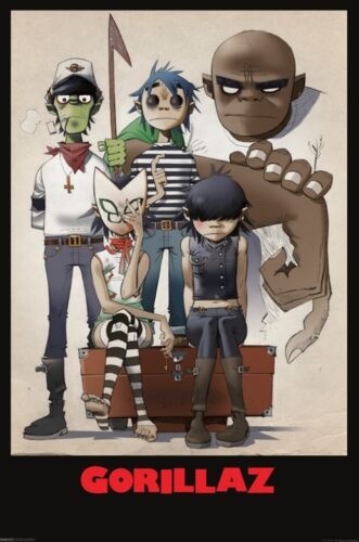 GORILLAZ (ALL HERE) 24X36 POSTER 90S MUSIC BAND WALL ART BRITAIN ENGLISH DECOR! 