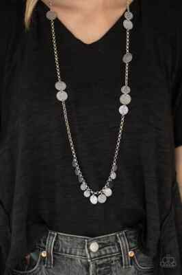 paparazzi long silver necklace