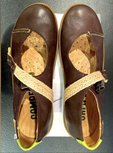 Camper Brown Leather Mary Jane Flat Women's Comfort Shoe