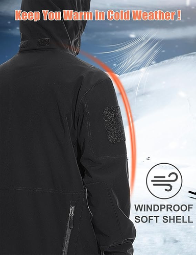 Men Waterproof Tactical Soft Shell Jacket Coat Fleece Lined Zip Up Hoodie Jacket