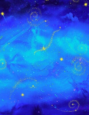 Blender Fabric - Fantasy Digital Star & Sky Blue - Timeless Treasures YARD