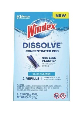 Windex Dissolve Concentrated Pod Refill  2 Count Glass Cleaner Pods 2 Refills