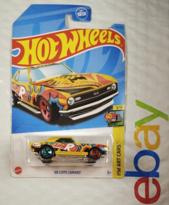 2023 Hot Wheels #63 HW Art Cars 5/10 '68 COPO CAMARO Yellow w/Blue-Red 5 Spokes