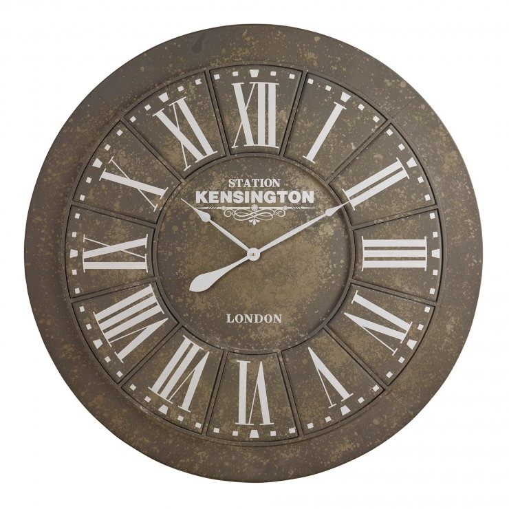 100cm Round Wall Clock, Grey Metal, From Oak Furnitureland in