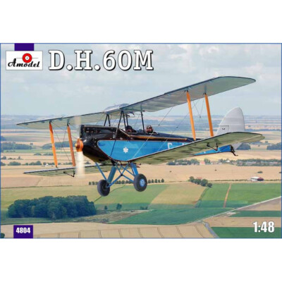 AMODEL 4804 de Havilland DH.60M Metal Moth Scale Biplane 1/48 Plastic model kit
