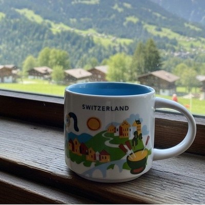 Starbucks You Are Here Collection Switzerland Coffee Mug 14oz Blue Interior