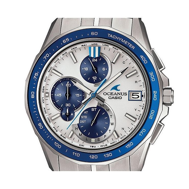 Pre-owned Casio Oceanus Ocw-s7000d-7ajf Manta Slim Case Bluetooth Chrono Men Watch Japan