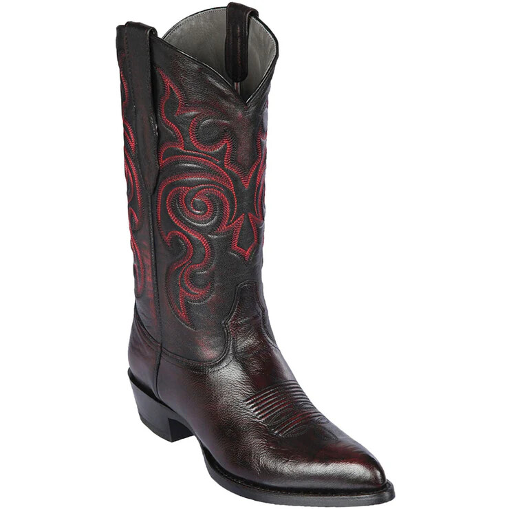 Los Altos Genuine GOAT CHERRY Western Cowboy Boot J-Toe D