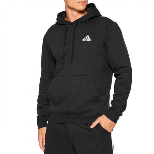 Мужской черный флисовый пуловер с капюшоном Adidas Essential Feel Cozy Hoody # 294