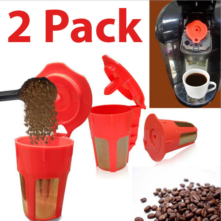 2 Pack Keurig 2.0 Refillable K-Carafe Reusable Coffee Filter Replacement Orange