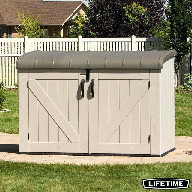 lifetime horizontal storage shed bike shed bin shed