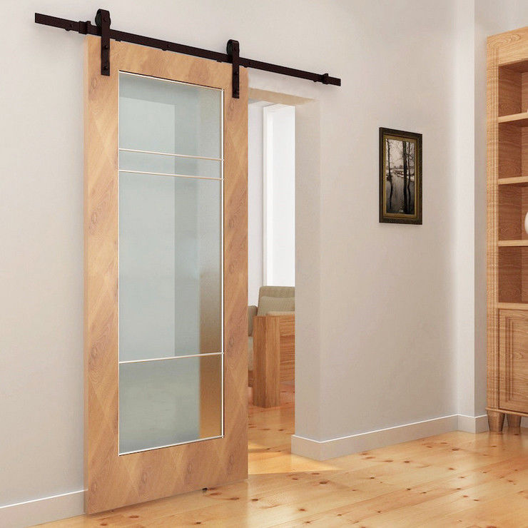 Wood 5 12 Ft Antique Sliding Barn Door Hardware Rustic Roller