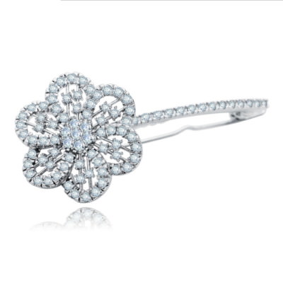 Luxury AAA CZ Cubic Zirconia Flower Hair Clip Hair Accessories Wedding Party Pag