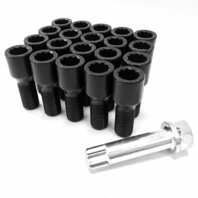 alloy wheel tuner slim bolts nuts lugs M14 x 1.5, 28mm thread, taper seat x 20 