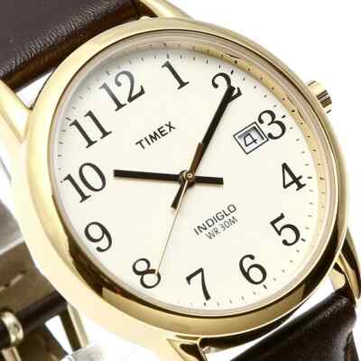 Timex Men's Easy Reader Date Brown Leather Strap Indiglo 38MM Case Watch