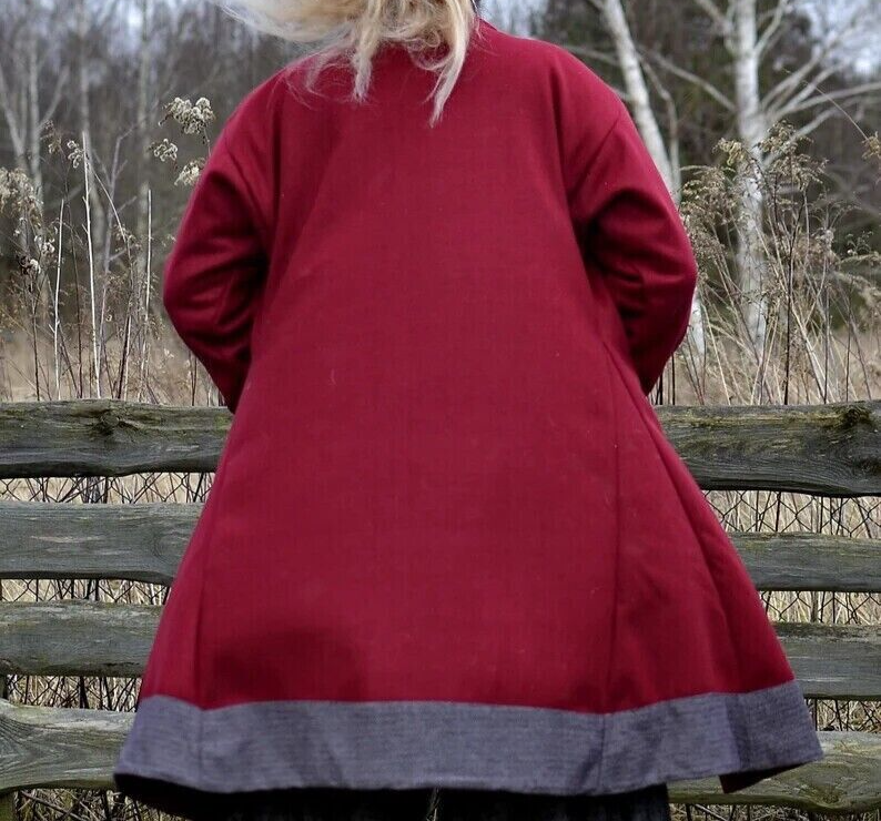 Pre-owned Handmade Men's Wool Viking Kaftan , Early Medieval Rus Kaftan Wool Jacket In Red