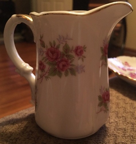 Royal Ann Minneapolis MN USA Creamer and Saucer Pink Rose Floral Gold Trim China