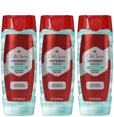 Old Spice Men's Moisturizing Hydro Body Wash Pure Sport Plus, 16 oz (Pack of 3)