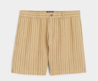 TODD SNYDER 5.5'' Linen Beachcomber Short in Khaki Stripe Italian  SZ M New $198