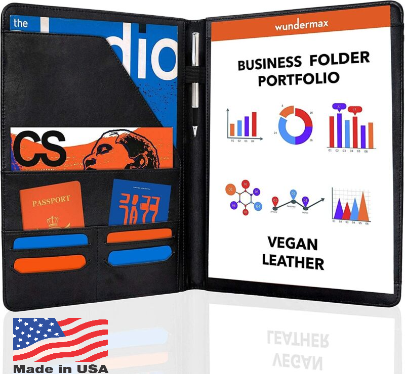 Portfolio Business Leather Padfolio Zippered Notebook Binder