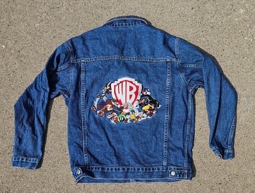 Vintage Warner Bros Denim Jean Jacket Looney Tunes Taz