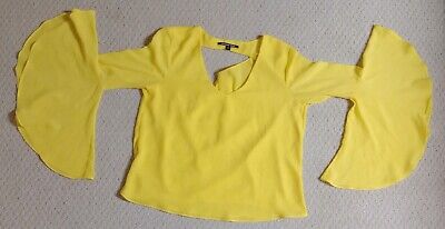 New W/O Tags Gianni Bini Womens XSmall Yellow 100% Polyester 3/4 Sleeve Shirt 23