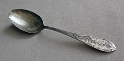 Golden Gate Bridge Sterling Souvenir Spoon San Francisco California Textured Handle .925 Silver Good Condition Handmade Vintage Flatware