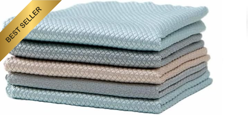 5X Fish Scale Rags,Fish Scale Microfiber Cleaning Cloth Dish Washing Glass Wipe