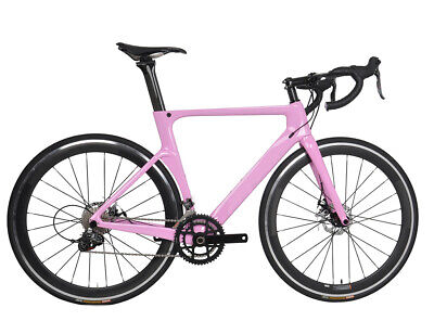 Bicycle for Sale: 56cm Carbon Road Bike Disc Brake 700C Race Frame fork Alloy Wheels Clincher Pink in Guangdong