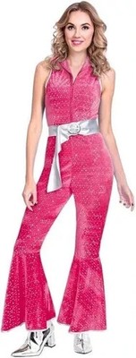 Ladies Pink Disco Jumpsuit Costume Amscan book day fancy dress Dancing Queen