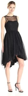 Donna Morgan Women's Size 4 Black Sleeveless Sequin Sweetheart Dress