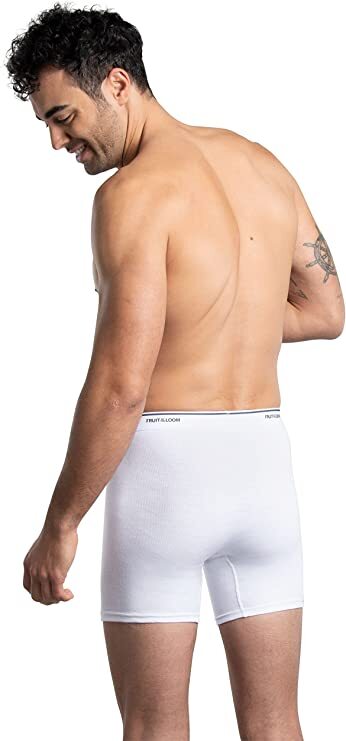 Mens 4Pack Fruit of the Loom White Boxer Briefs  Underwear 100% Cotton S M L XL