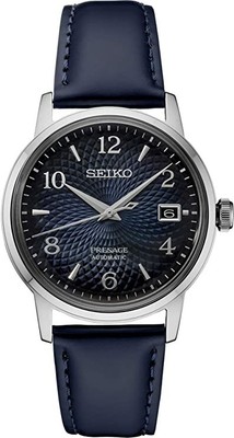 Pre-owned Seiko Presage Spre43 Navy Blue Leather Automatic Mens Watch