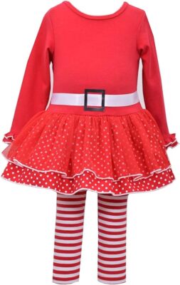 Bonnie Jean Baby Little Girls Christmas Santa Red Holiday Tutu Dress 2 Pc Set