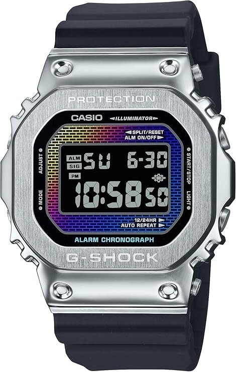 Pre-owned Casio G-shock Gm-5600rw-1jf Rainbow Brick Wall Metal Case Digital Men Watch Gift