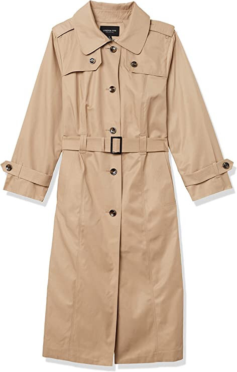 NEW LONDON FOG Single Breasted Long Trench Coat Khaki