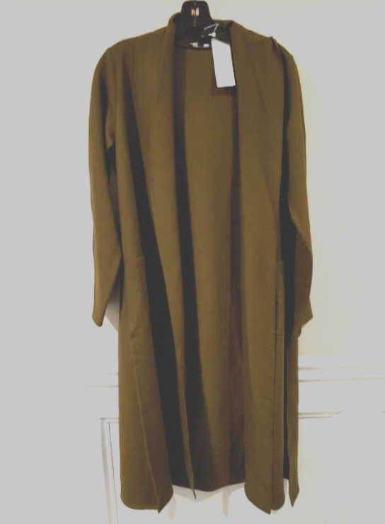 Pre-owned Eileen Fisher High Collar Litewigt Boiled Wool Jersey Jacket Serpentine Green S In Serpenine Green