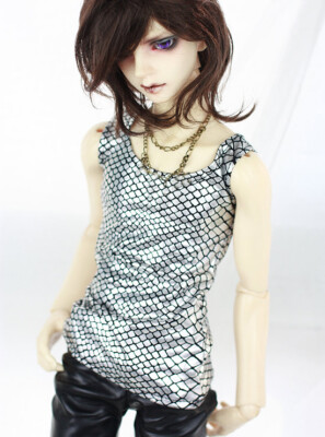 1/4 1/3 Uncle BJD AOD DOD Clothes Doll Outfit Top Vest Silver Snake Skin T-shirt
