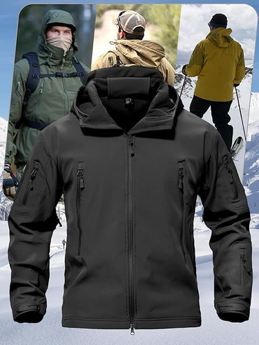 Men Waterproof Tactical Soft Shell Jacket Coat Fleece Lined Zip Up Hoodie Jacket