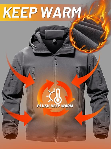 Men Waterproof Tactical Soft Shell Jacket Coat Fleece Lined Zip Up Hoodie Jacket