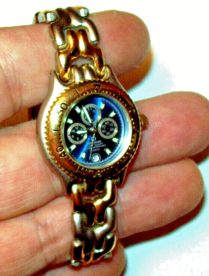 Giordano Deep Blue Petite Ladies Watch w Date Multi Dial WR 300 m Rotate Bezel