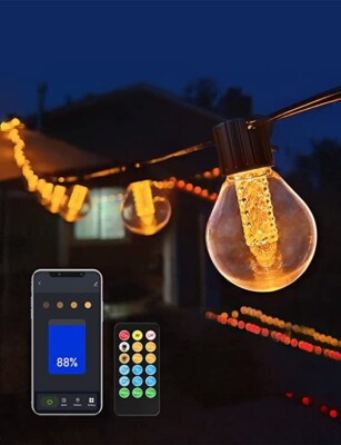 Outdoor String Lights with Dimmer - 25 Ft Led Patio Lights App Control 3 Modes