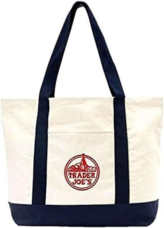 Trader Joe’s Bag  Canvas Reusable Heavy Cotton Basic Style Shopping Navy Large