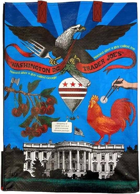 Trader Joe’s Reusable State/Region Tote Polypropylene Bag Washington DC 6 Gallon