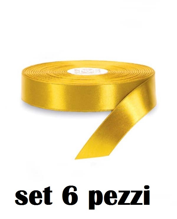 Set 6 Pezzi Nastro Di Raso Giallo 2cmx25m Bomboniere Regali moc