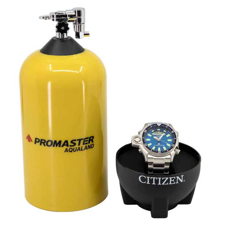 Pre-owned Citizen Promaster Aqualand Blue Dial Depth Sensor Alarm Diver Watch Jp2000-67l