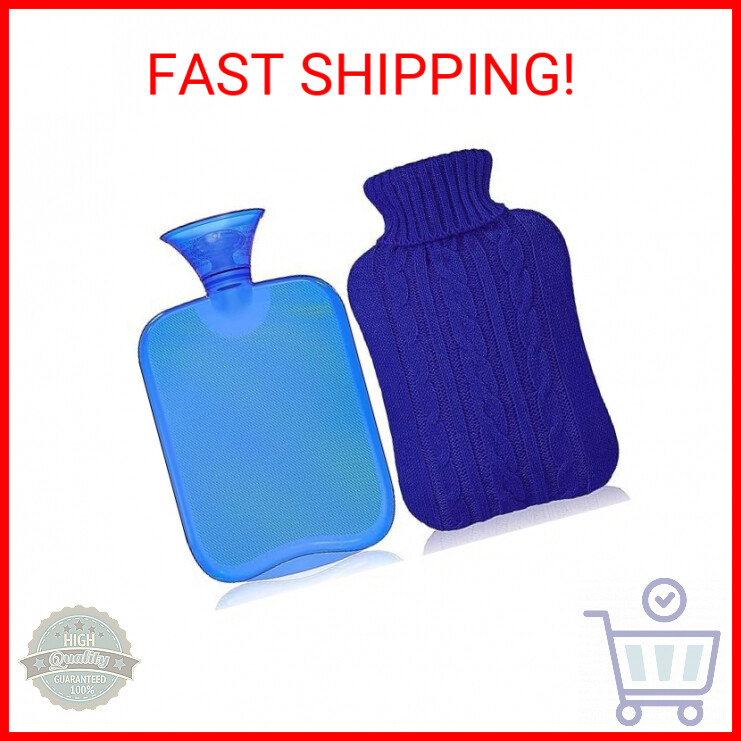 Attmu Hot Water Bottle with Cover Knitted, Transparent Hot Water Bag 2 Liter - B